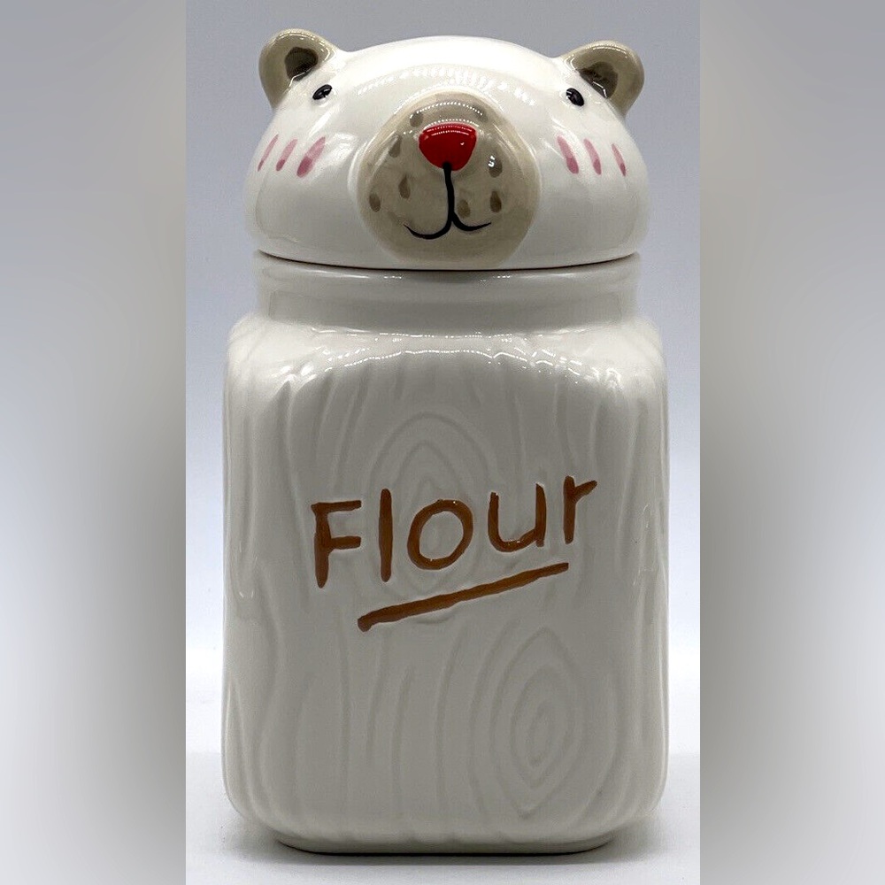 Ceramic Flour Container with Bear Design